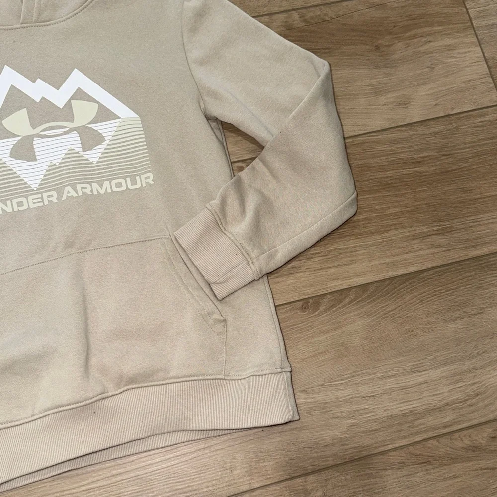 Under Armour Light Tan Hoodie with Logo youth size medium